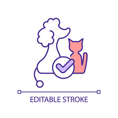 Pet friendly apartment RGB color icon. Dog and pet allowed hotel. Animal friendly cafe. No restrictions. Isolated vector illustration. Simple filled line drawing. Editable stroke. Arial font used