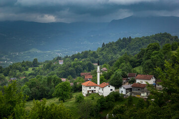 Mosque in a small Bosnian village in the mountains.