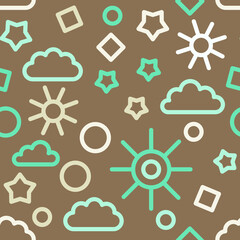 Abstract geometric seamleess pattern in warm colors can be used as
textile motive for kids, background, wrapping paper, etc.
