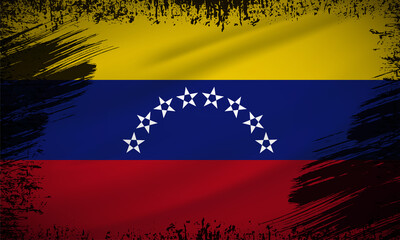 Venezuela Wavy flag background vector with brush stroke style.  Venezuela Independence Day Vector Illustration.