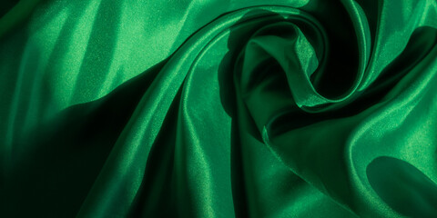 Obraz premium soft focus of green fabric texture background, abstract, closeup texture of cloth
