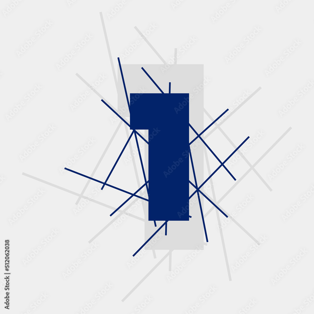 Poster 1 numeric text conceptual logo vector design. one number with line shape. 1 digit logo, t-shirt,  an