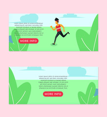 Man Running Flat Illustration Banner Set Design Template