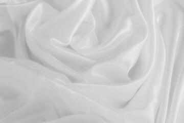 Obraz premium White cloth background abstract with soft waves, closeup texture of cloth