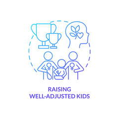 Raising well adjusted kids blue gradient concept icon. Raising child. Benefit of same-sex parenting abstract idea thin line illustration. Isolated outline drawing. Myriad Pro-Bold fonts used