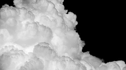 Separate white clouds on a black background have real clouds. White cloud isolated on a black...