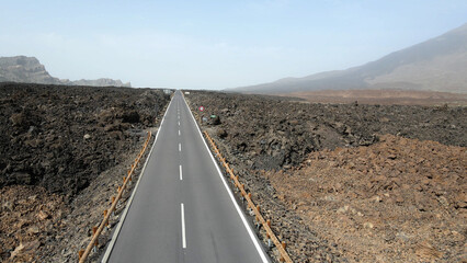 Road across the Teide Park in Teneriffa