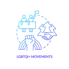 Lgbtqi movements blue gradient concept icon. Organization and civil society. LGBT program abstract idea thin line illustration. Isolated outline drawing. Myriad Pro-Bold fonts used