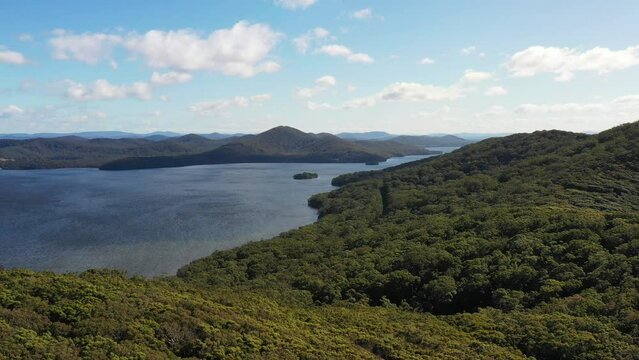 Wallis lake in Booti Booti national park of Australian Pacific coast to beach 4k.

