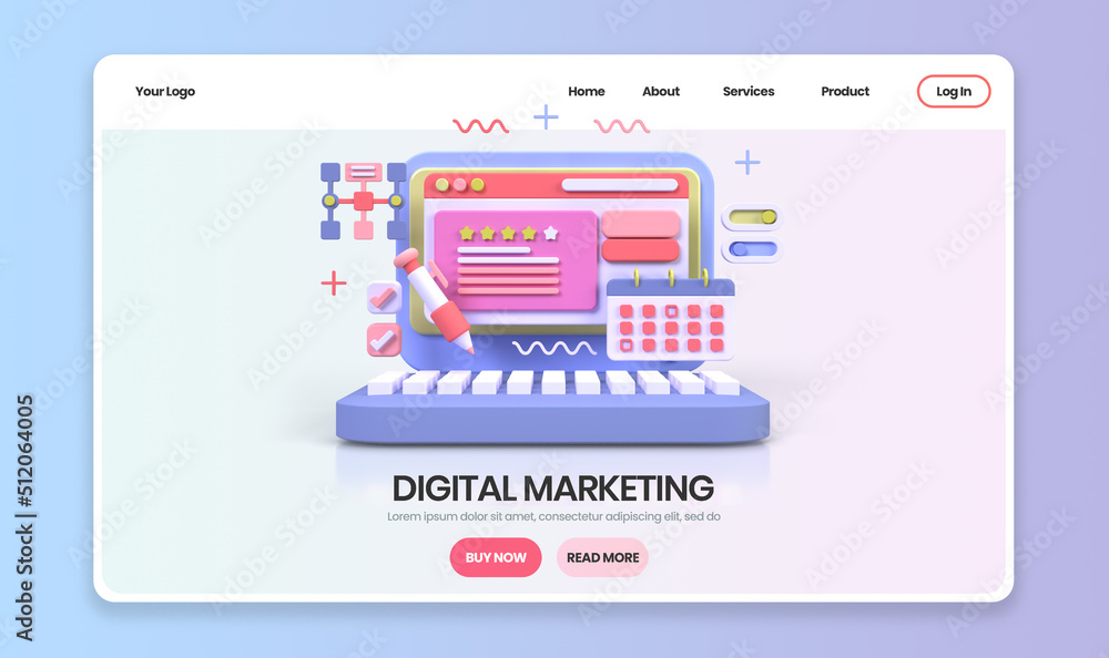 Wall mural web development for ui ux design concept illustration landing page template business idea background