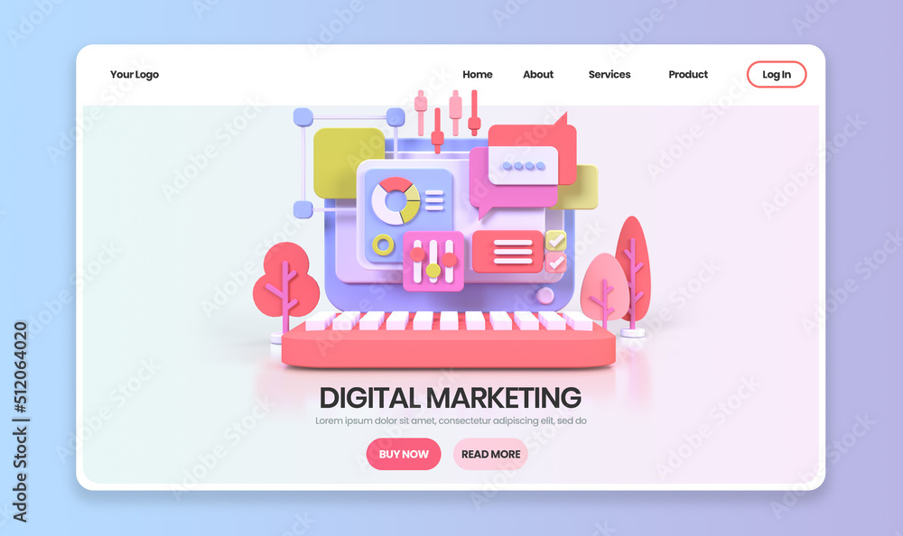 Wall mural web development for ui ux design concept illustration landing page template business idea background