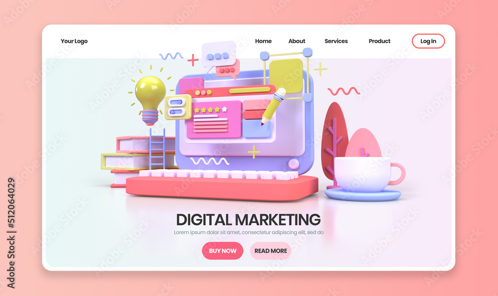 Wall mural web development for ui ux design concept illustration landing page template business idea background