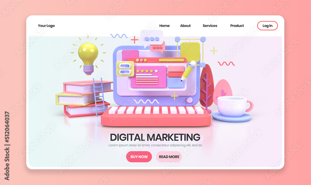 Wall mural web development for ui ux design concept illustration landing page template business idea background