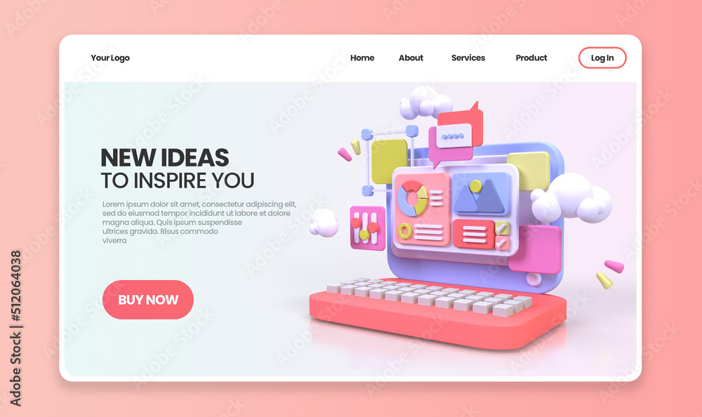 Wall mural web development for ui ux design concept illustration landing page template business idea background