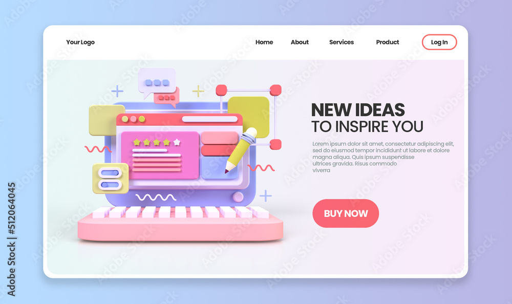 Wall mural web development for ui ux design concept illustration landing page template business idea background