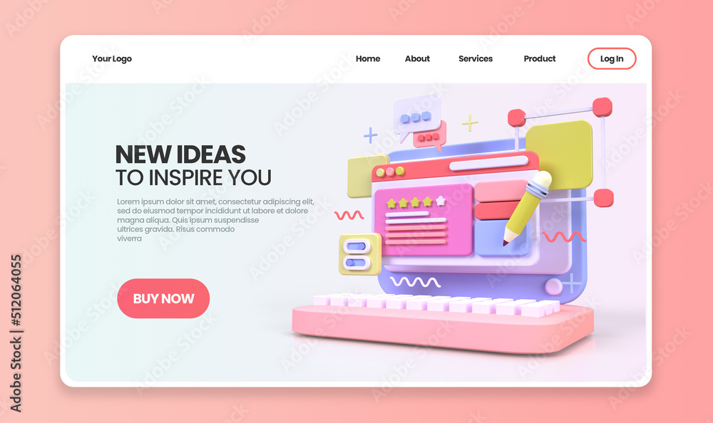 Wall mural web development for ui ux design concept illustration landing page template business idea background