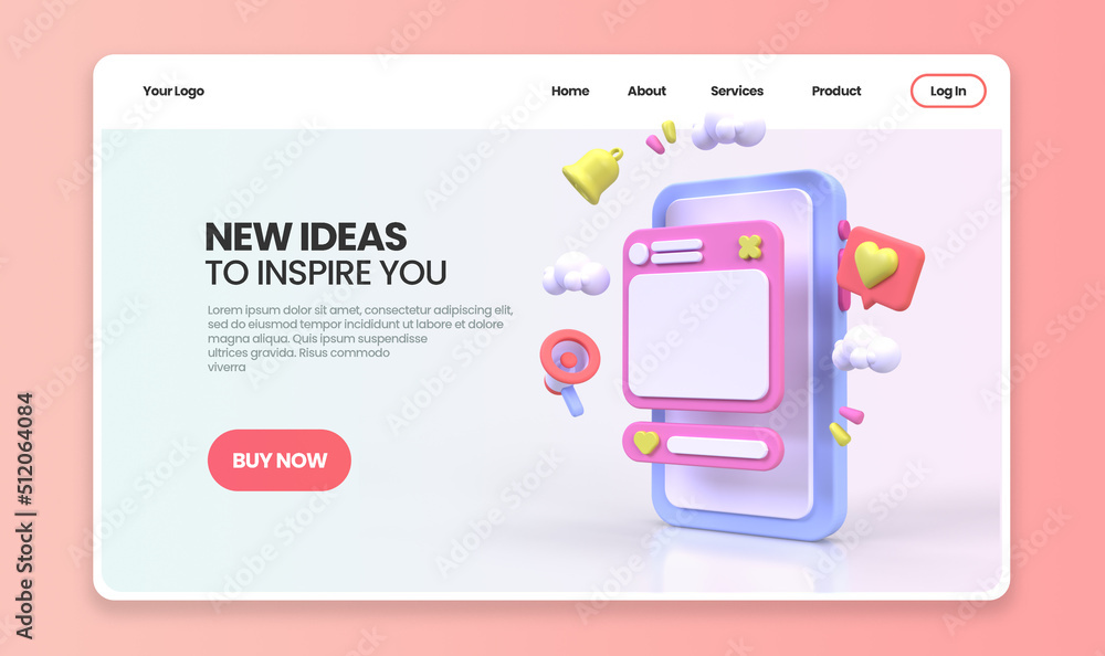 Wall mural web development for ui ux design concept illustration landing page template business idea background