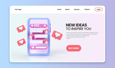 Web development for UI UX design concept illustration Landing page template business idea background
