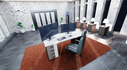 Realistic 3D Render of Office Interior