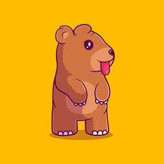 cute bear illustration suitable for mascot sticker and t-shirt design