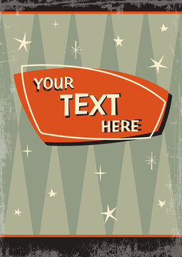 1950s Mid Century Modern Vintage Poster. Retro Grunge Background Illustration
