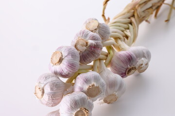新物のにんにくの束