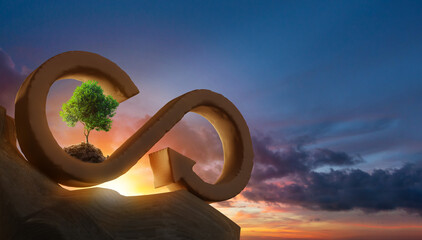 Green economy concept with circular. 3d Render - obrazy, fototapety, plakaty