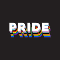 LGBT Pride Typography Vector. Pride Text with LGBTQ Rainbow Flag Colors. Creative Retro Text Lettering for Pride Month