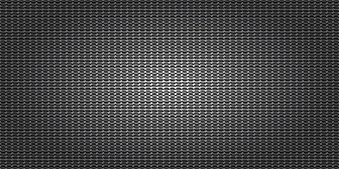 Black metallic abstract background, perforated steel mesh. Dark mockup for overlays, cool banners, vector illustration.