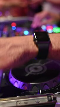 dj console mixing during party