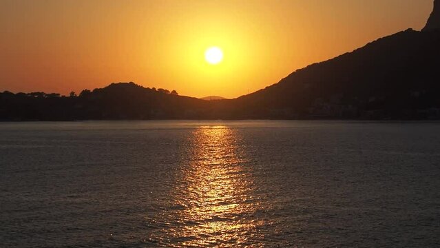 sunset on the Dodecanese Islands. From Kalymnos island Greece