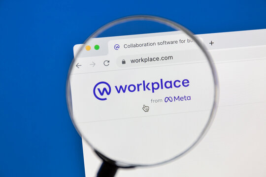 Ostersund, Sweden - June 20, 2022: Workplace From Meta Website. Workplace Is An Online Collaborative Software Tool Developed By Meta Platforms.