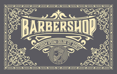 Vintage Barbershop label in vintage style