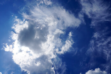 Cirrus clouds on blue sky