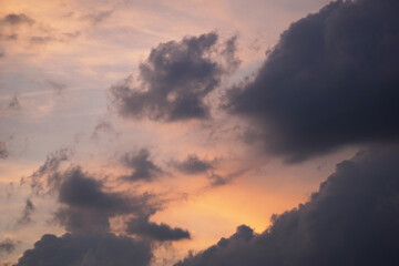 Sunset sky with cumulus clouds
