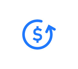 dollar rate increase icon. Money symbol with stretching arrow up. rising prices. Business cost sale icon. cash salary increase. investment growth. vector illustration
