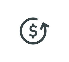 dollar rate increase icon. Money symbol with stretching arrow up. rising prices. Business cost sale icon. cash salary increase. investment growth. vector illustration

