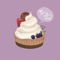 A cupcake with berries