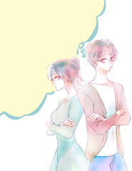 悩み事のある男女　吹き出し