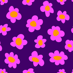 Simple natural floral vector background in doodle style. Seamless pattern for printing on fabric, wrapping any surface.
