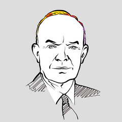 Dwight D. Eisenhower colorful hair vector drawing