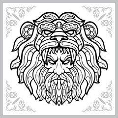 Hercules head zentangle arts, isolated on white background