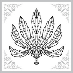 The cannabis zentangle arts, isolated on white background