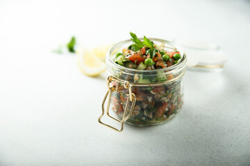 Healthy buckwheat salad with vegetables