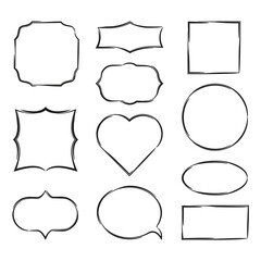 Vector contour shaped ornate frames on white background