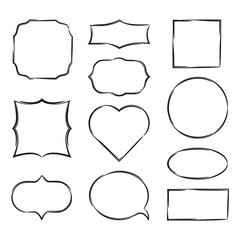 Vector contour shaped ornate frames on white background