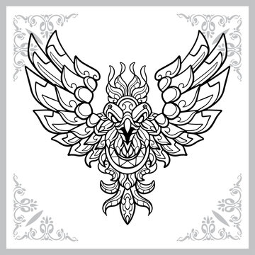 Phoenix bird zentangle arts, isolated on white background