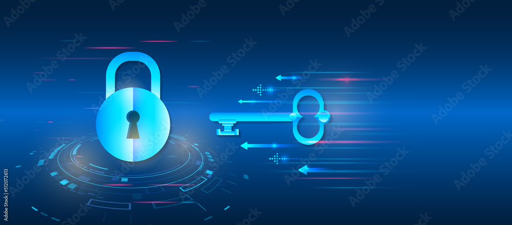 Poster Data protection, privacy, and internet security concept. Hi-tech various background. Cyber security for business and internet projects. Vector illustration of data security services.