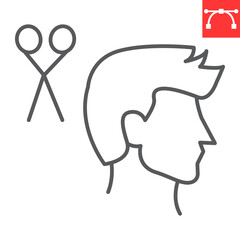 Man haircut line icon, barbershop and hairdresser, men haircut vector icon, vector graphics, editable stroke outline sign, eps 10.