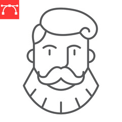 Bearded man line icon, barbershop logo and hairdresser, man with beard vector icon, vector graphics, editable stroke outline sign, eps 10.
